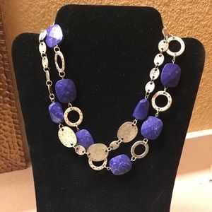 Silver & blue jeweled necklace
